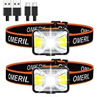 Los mejores  - OMERIL Linterna Frontal LED USB Recargable- Linterna Cabeza Muy Brillante- 5 Modos de Luz (Blanco y Rojo)- IPX5…